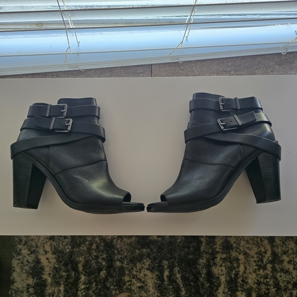 Gianni Bini Black Heeled Boots with Buckle Detail - Picture 2 of 6
